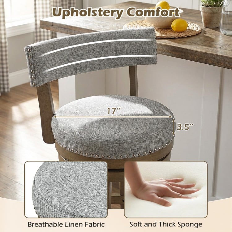 27/31 Inch Swivel Bar Stool with Upholstered Back Seat and Footrest-27 inches