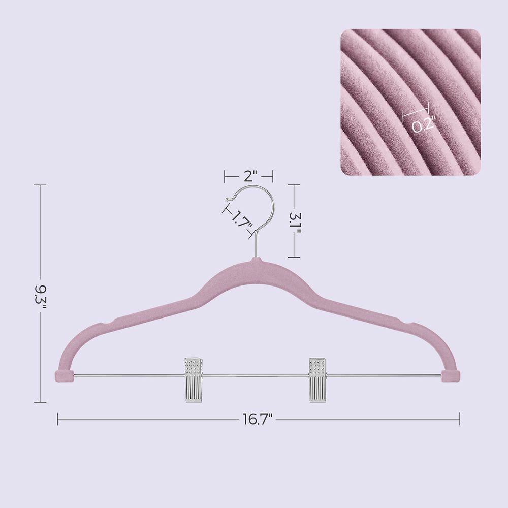 SONGMICS Velvet Pants Hangers with Adjustable Clips 