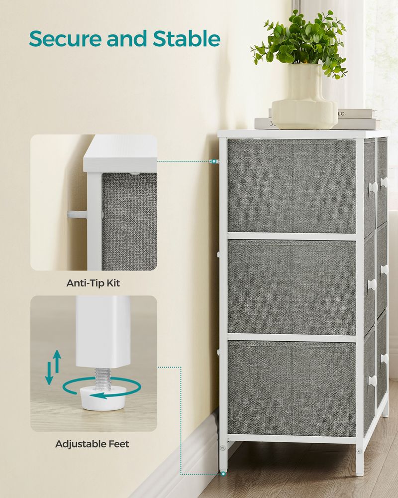 SONGMICS Closet Fabric Dresser with Metal Frame 