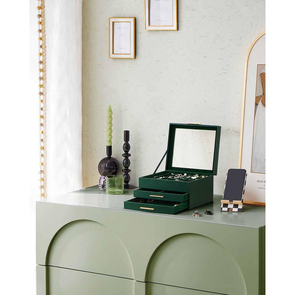SONGMICS Jewelry Box with Glass Lid 