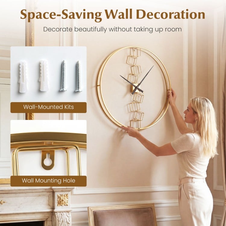 27 Inch Large Wall Clock for Living Room Bedroom Kitchen-Yellow