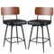 27 Inch Padded Counter Barstools Set of 2 with Metal Legs-Black