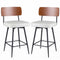 27 Inch Padded Counter Barstools Set of 2 with Metal Legs-White