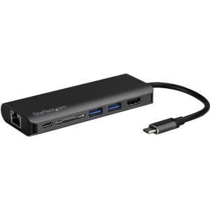 USB C Multiport Adapter - Portable USB Type-C Travel Dock - 4K HDMI, 2-pt USB Hub, SD, GbE, 60W PD Pass-Through - Laptop Dock 