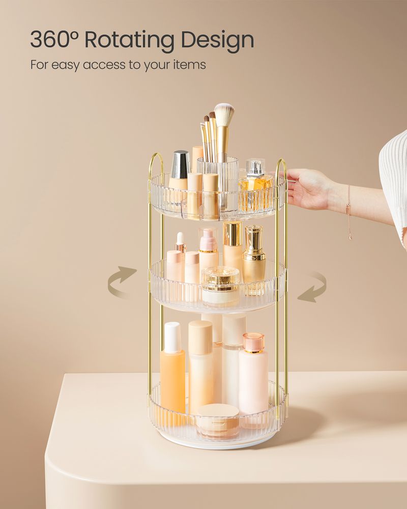 SONGMICS Round Rotating Skincare Organizer Countertop 