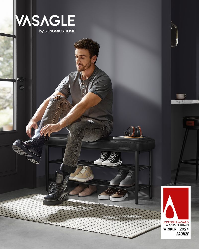 VASAGLE EKHO Collection - Shoe Bench with Metal Shelves 