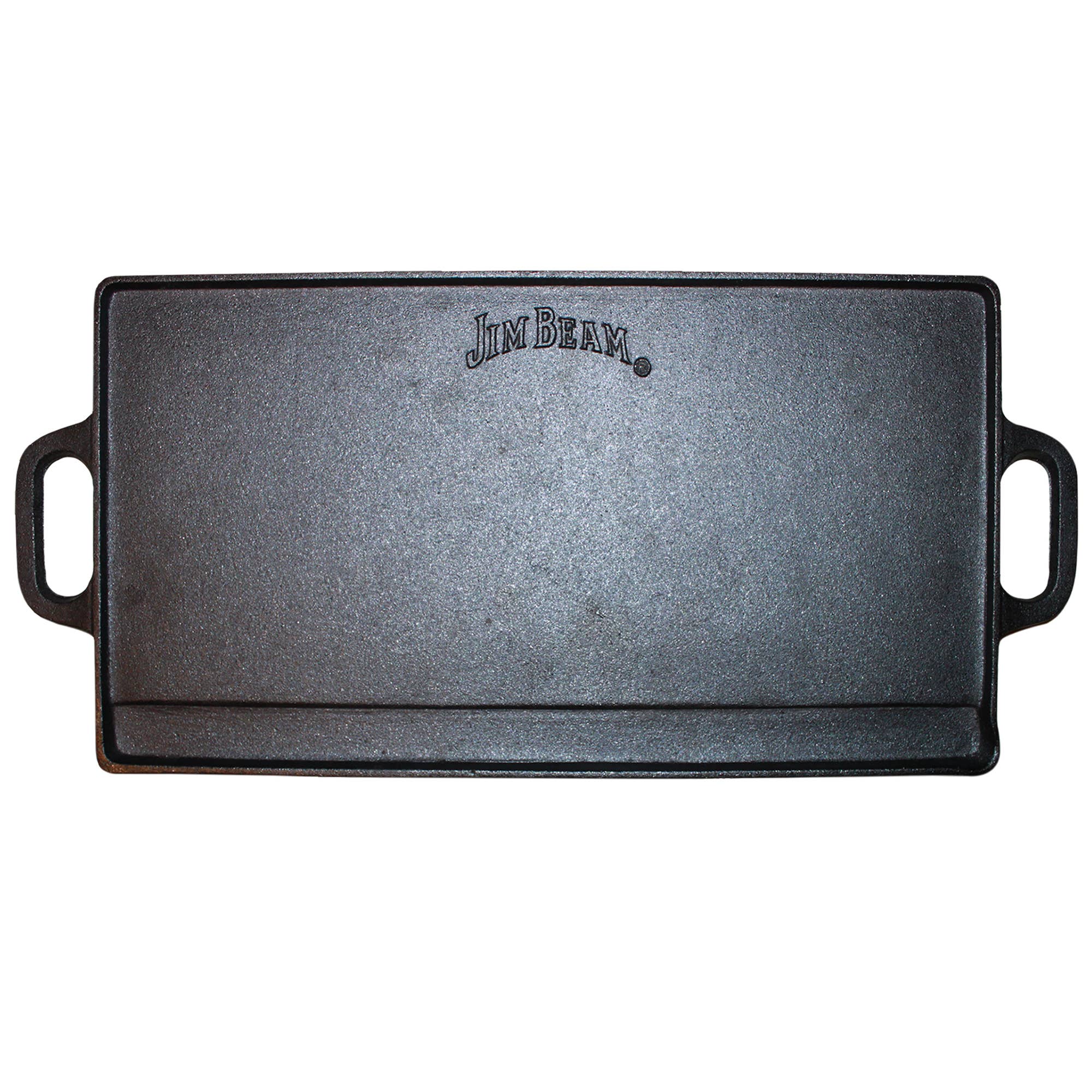 Jim Beam Pre Seasoned Double Sided Cast Iron Griddle Pan 