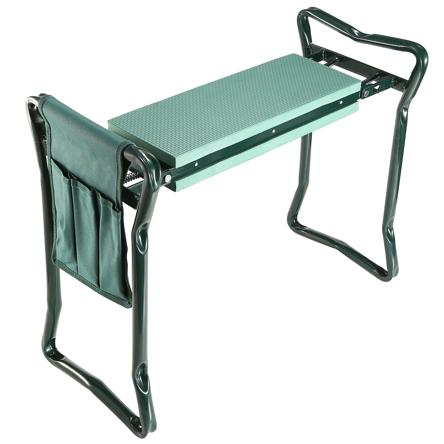 Foldable Garden Kneeler Seat w/ Kneeling Soft Cushion Pad Tools Pouch Portable Gardener Kneeling Bench Stool 