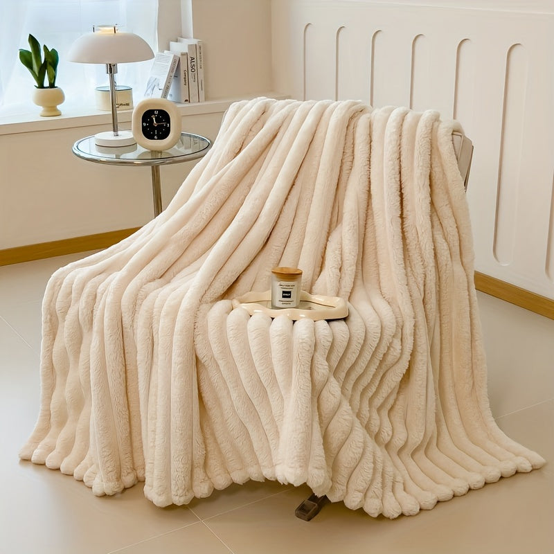 Soft Faux Rabbit Fur Luxurious Throw Blanket - Warm, Cozy 