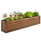 8 x 1.3 x 1.5ft Galvanized Raised Garden Bed, Reinforced Outdoor Planter Box with Open Bottom, Brown Wood Effect