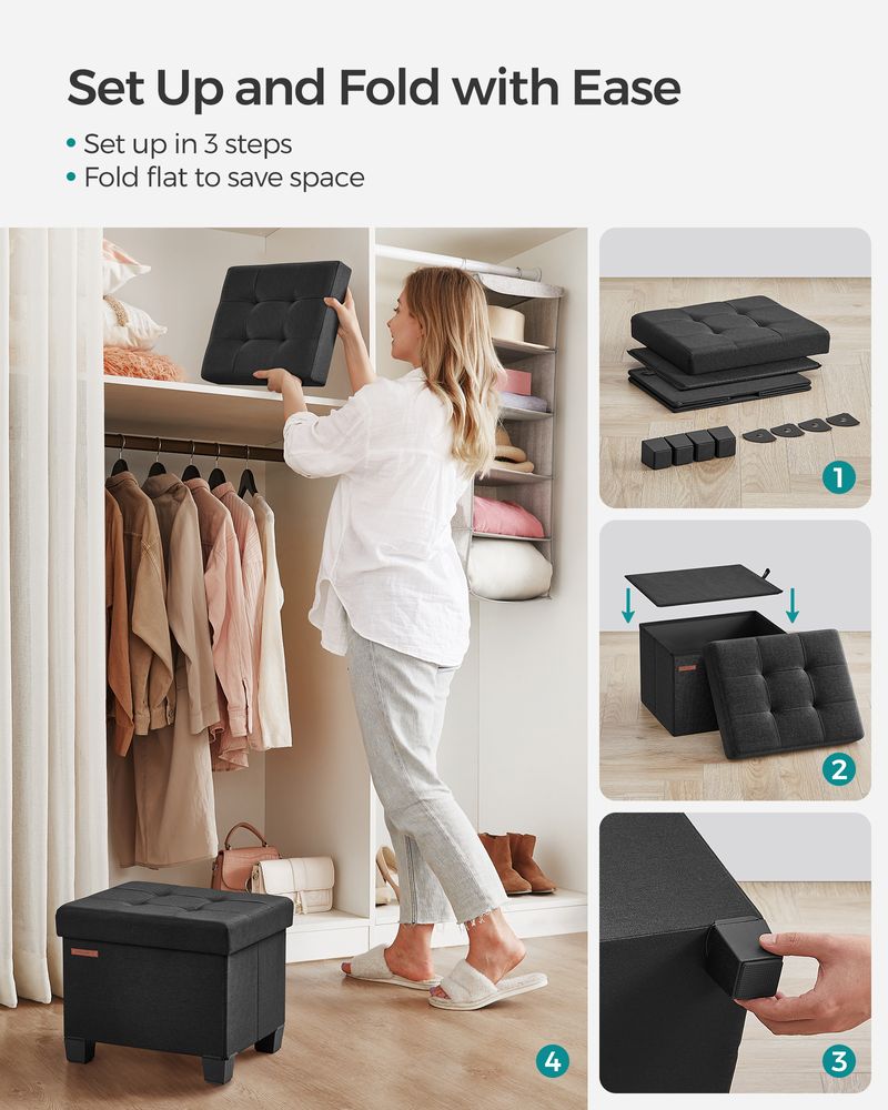 SONGMICS Small Ottoman Foot Rest with Legs 