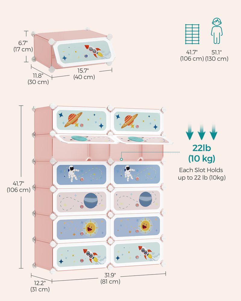 SONGMICS Kids' Shoe Rack with Doors 