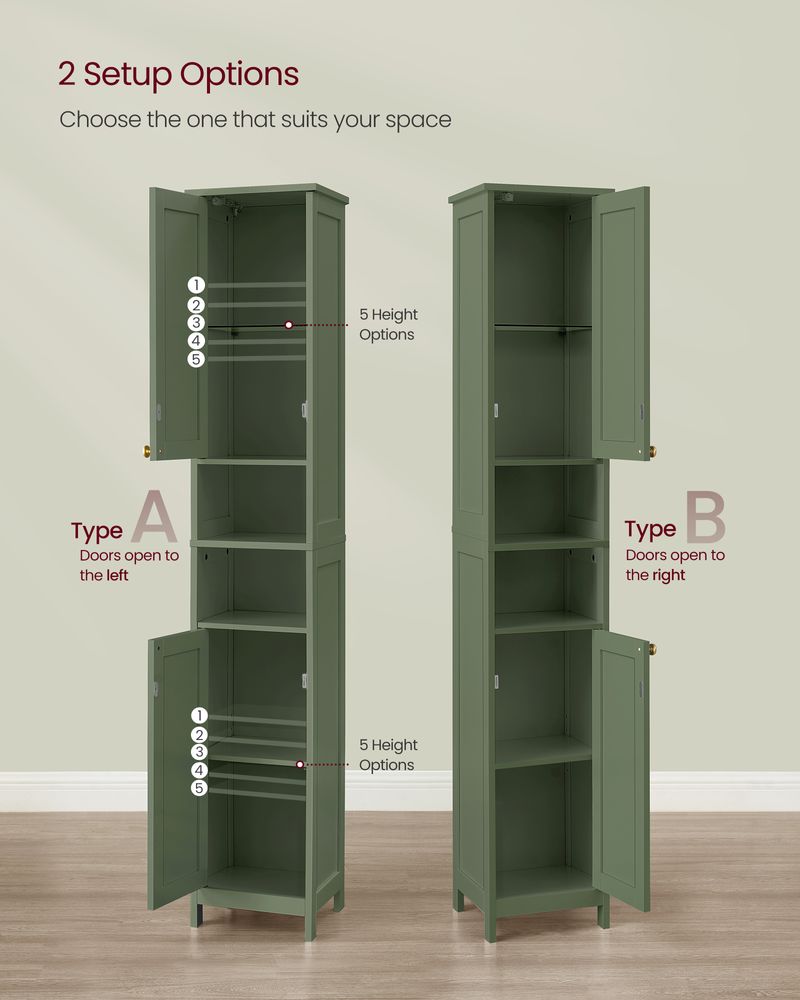 VASAGLE Tall Bathroom Cabinet with Lights 