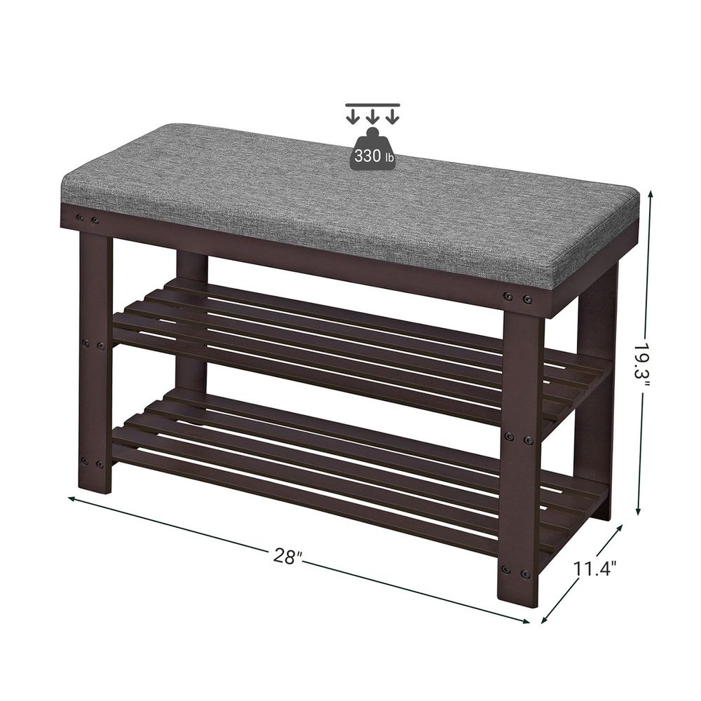 SONGMICS Bamboo Shoe Bench 