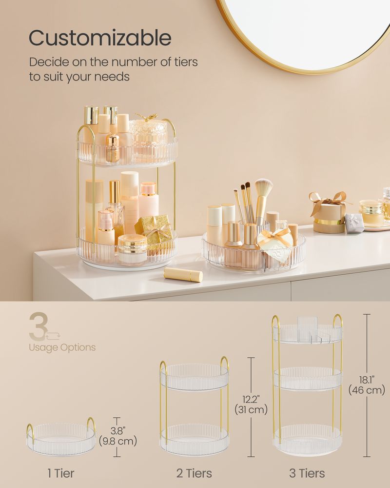 SONGMICS Round Rotating Skincare Organizer Countertop 