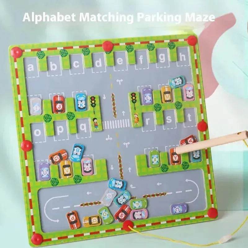 Magnetic Letters Matching Walking Parking Maze Letters Early Cognitive Montessori Educational Toys 