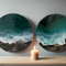 Wickaninnish Beach Round Art Set Original Coastal Paintings on Cradled Birch Panels with Archival Resin Finish