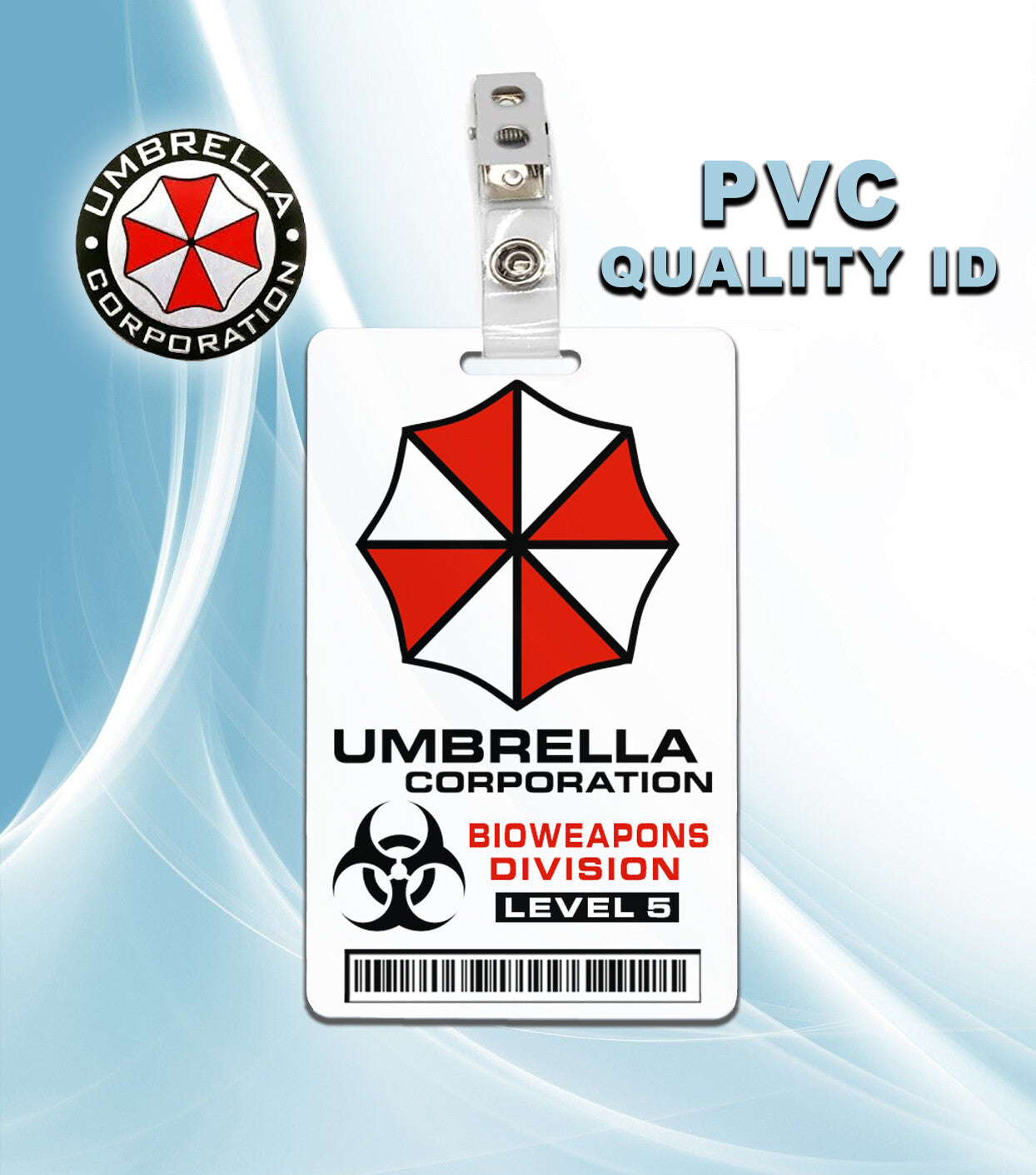 Resident Evil Umbrella Corporation Bioweapons Division Level 5 ID Badge PVC 