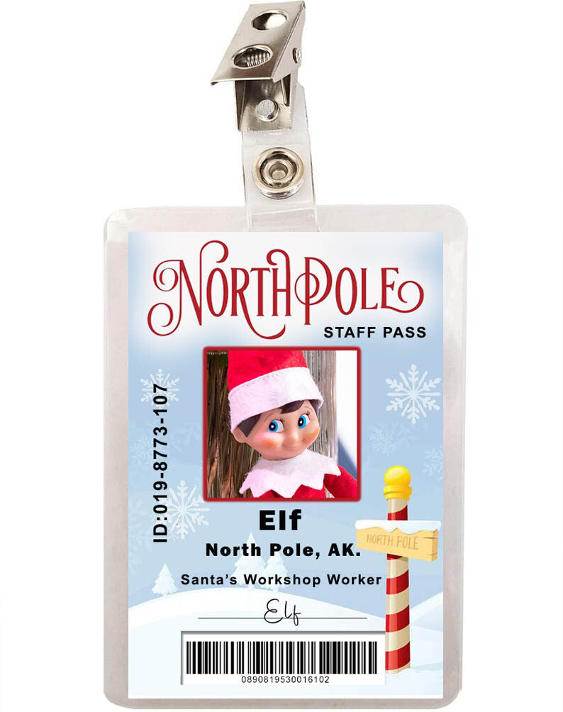 North Pole Elf Christmas ID Badge 