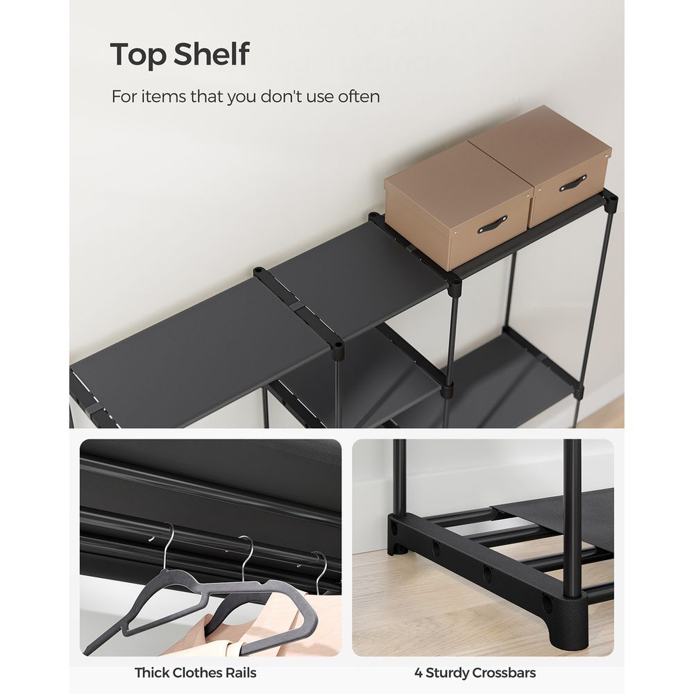 SONGMICS Freestanding Closet Organizer with Shelves, Hanging Rods 