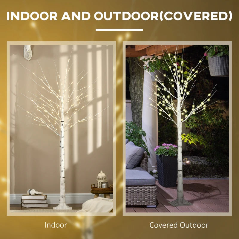 Outsunny Garden Birch Tree Light with 58 Warm LED Lights and 8 Modes, DIY Artificial Lamp for Indoor & Outdoor Parties 