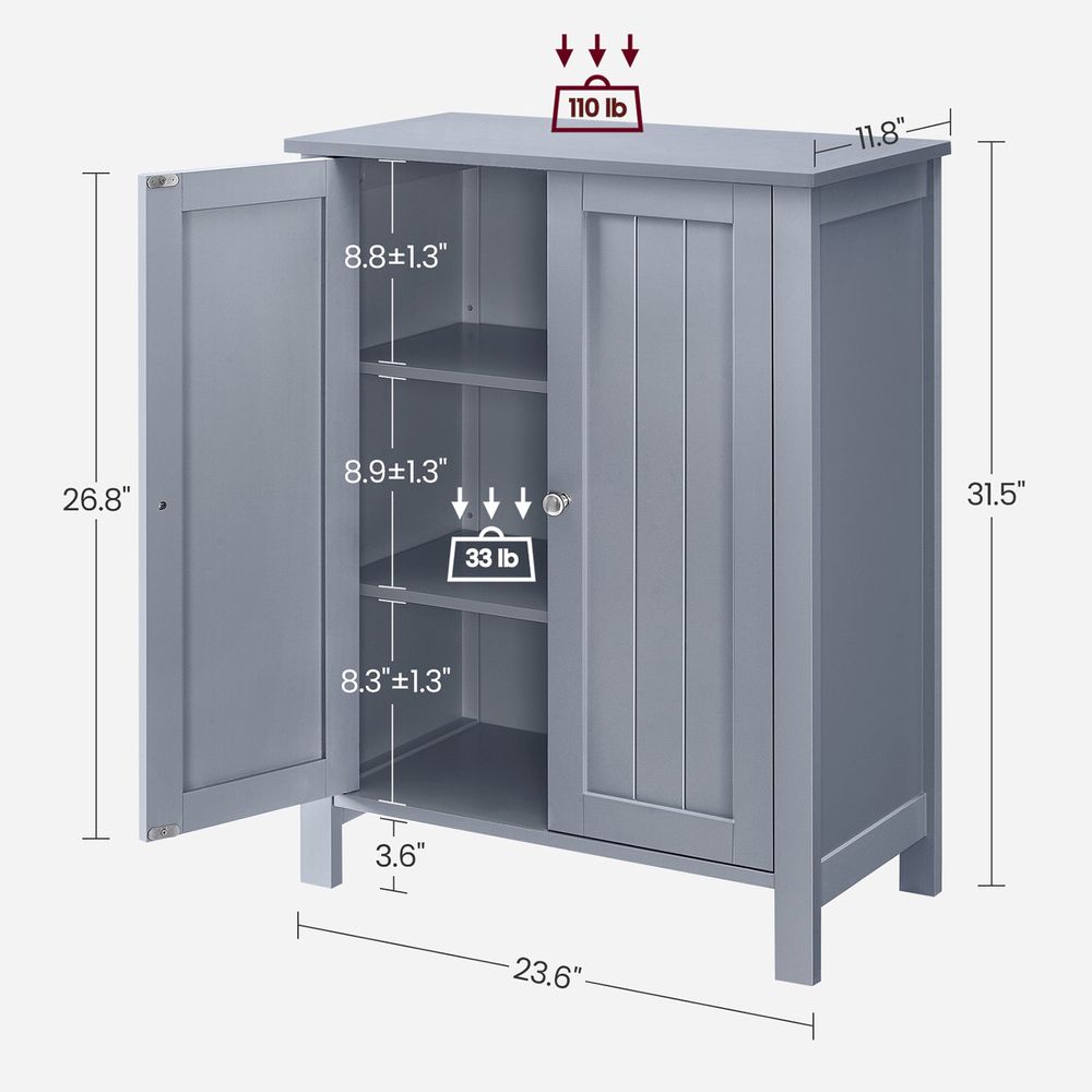 VASAGLE Bathroom Storage Unit with 2 Adjustable Shelves 