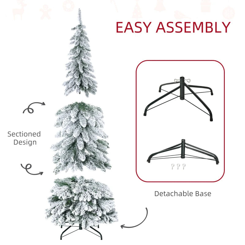 HOMCOM Pencil Christmas Tree, Slim Artificial Xmas Tree in Deep Blue & Mint, Skinny Holiday Decoration for Home & Office 