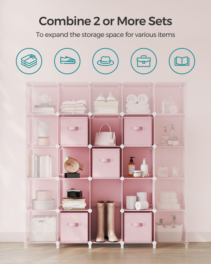 SONGMICS Cube Storage Organizer with Storage Boxes, Set of 6 