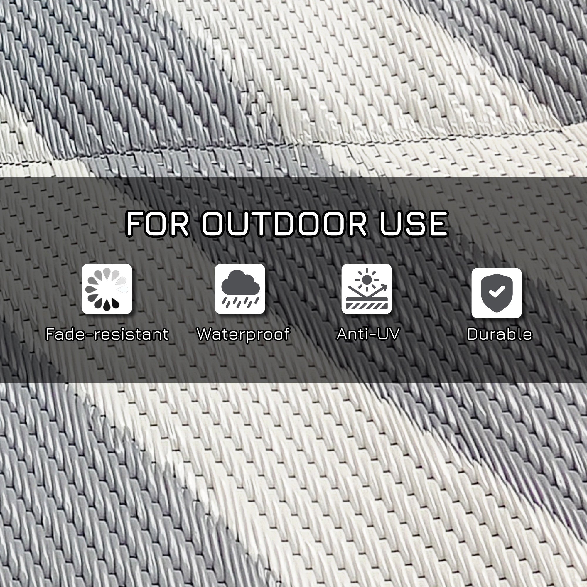 Outsunny Reversible Outdoor RV Rug, Patio Floor Mat, 6' x 9' Plastic Rug for Backyard, Deck, Beach, Camping, Grey and Cream 