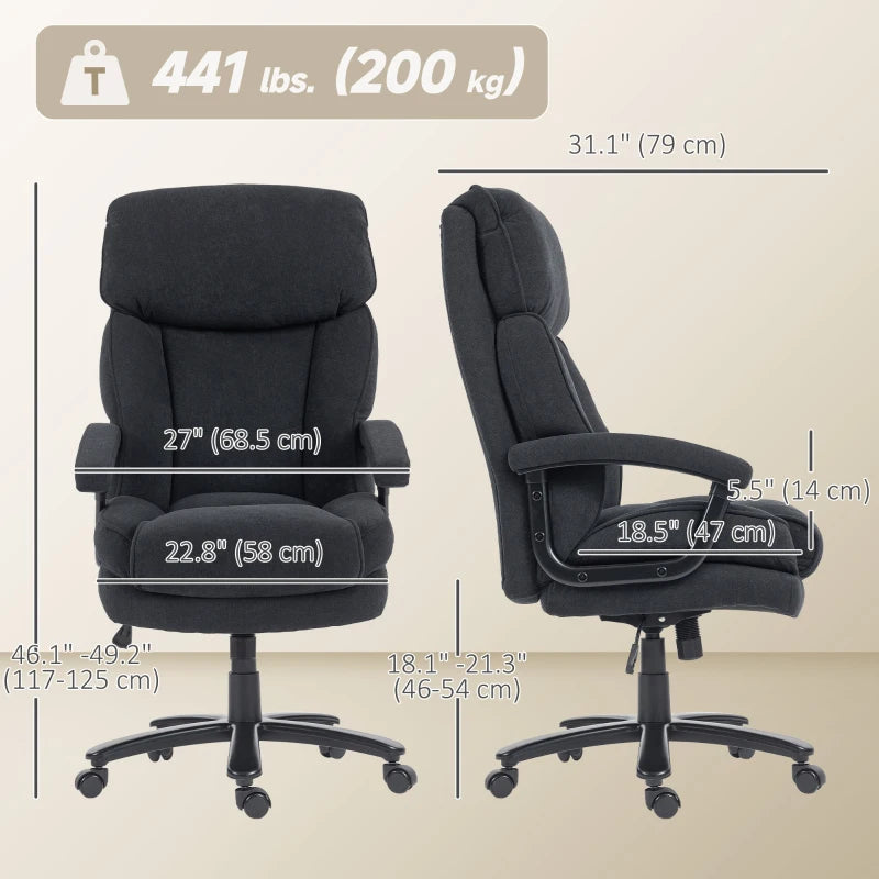 Big and Tall Executive Office Chair, Up to 450 lbs. Heavy Duty Desk Chair, Computer Chair for Heavy People, Black