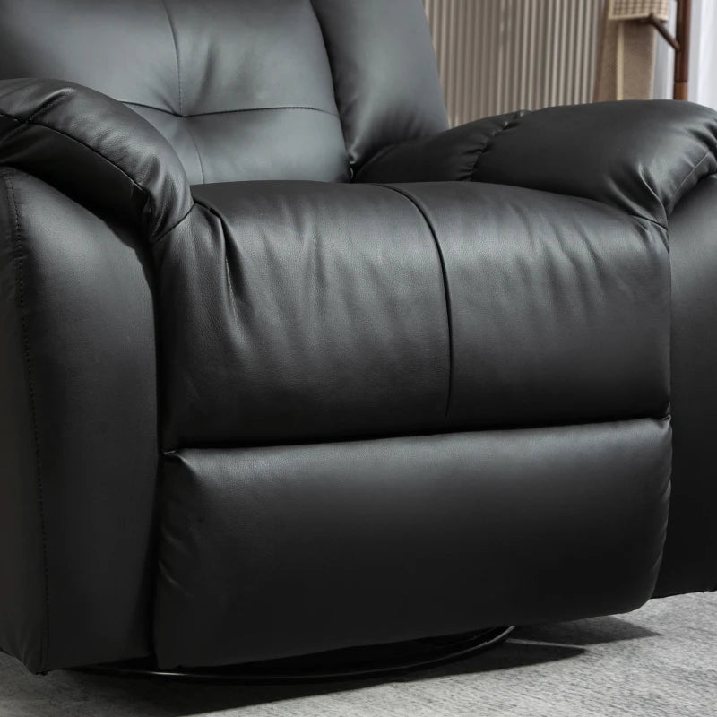 8-Point Vibration Massage Recliner Chair, PU Leather Manual Reclining Sofa, Swivel Nursery Rocking Chair with Remote Control, Side Pockets, for Living Room, Black
