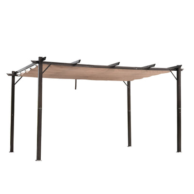 Outsunny 10'x13' Aluminium Pergola Gazebo Outdoor Canopy Sunshade Square Garden Shelter Trellis Brown 