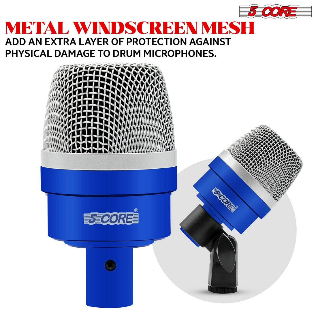 5Core Drum Mic Kit 7 Pcs Kick BassTom Snare Dynamic Microphone Instrument Mics Set Blue