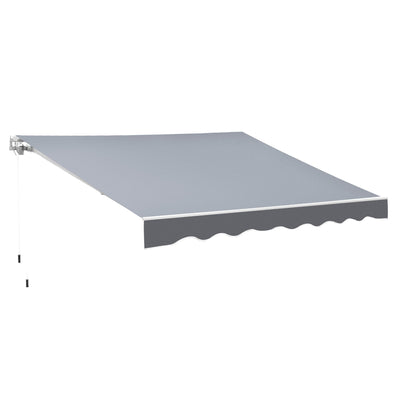 Outsunny Durable 8'x7' Manual Retractable Awning Water-resistant Sun Shade Outdoor Deck & Patio Canopy Shelter Grey 