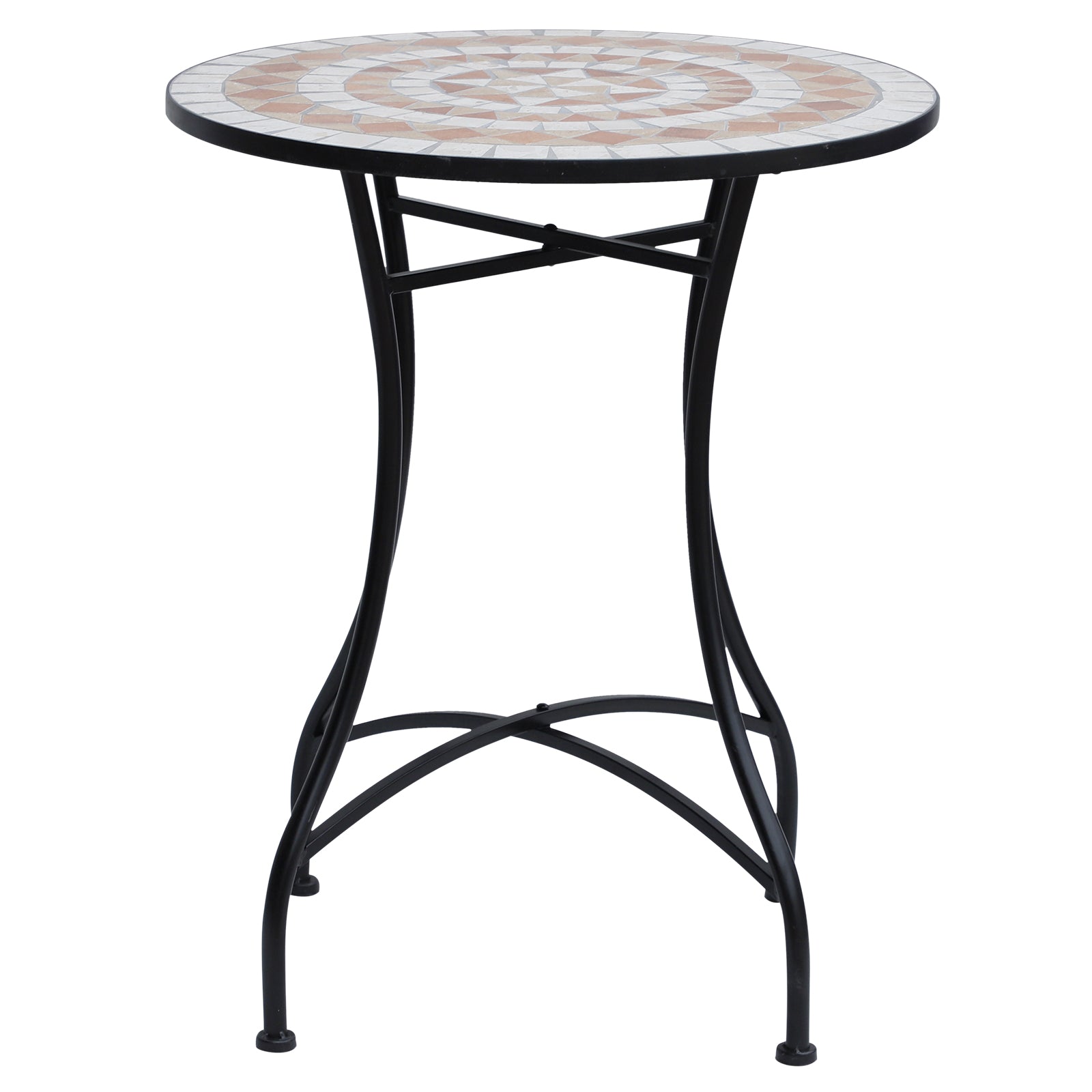 Outsunny 23.5" Mosaic Round Patio Table Metal Bistro Coffee Outdoor Furniture Ceramic Top Garden Lawn 