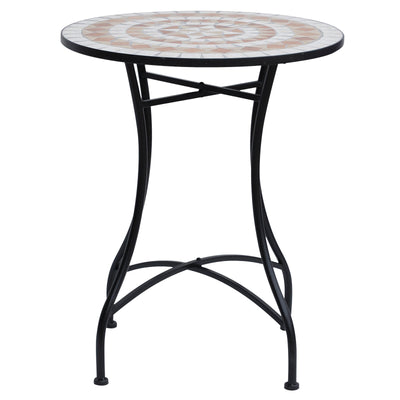 Outsunny 23.5" Mosaic Round Patio Table Metal Bistro Coffee Outdoor Furniture Ceramic Top Garden Lawn 