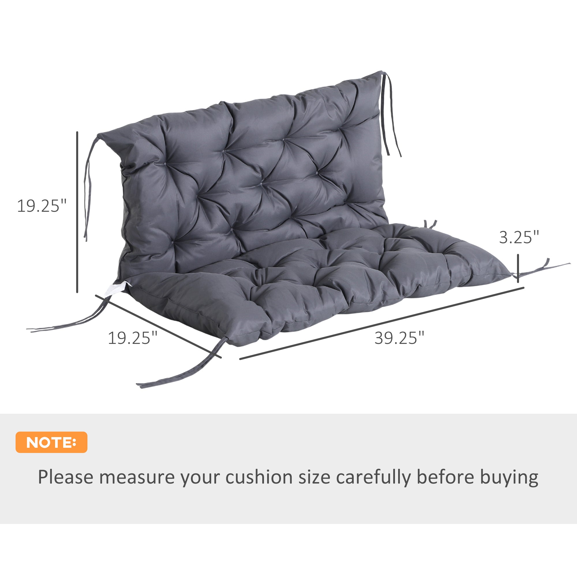 Outsunny Non-Slip Garden Bench Cushion 2 Seater Thick Pad Swing Chair Mat Replacement 39.25" x 38.5" Comfort 