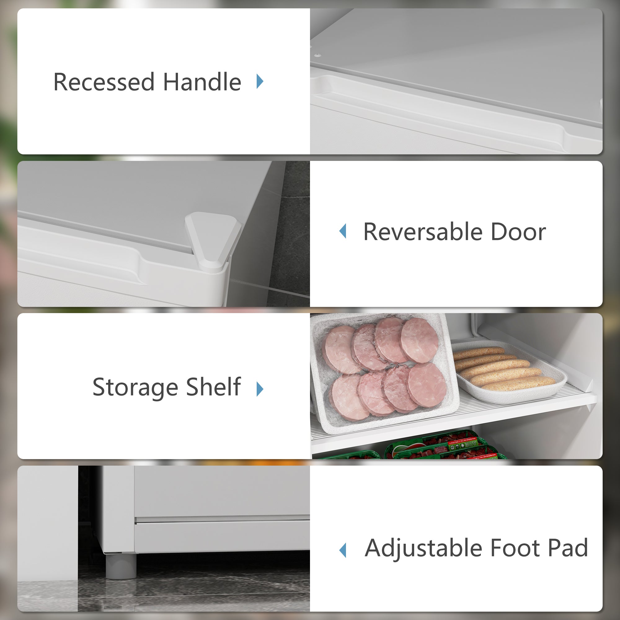 HOMCOM Upright Freezer, 3 Cu.Ft Mini Freezer with Reversible Single Door, Adjustable Thermostat for Home, Dorm, White 