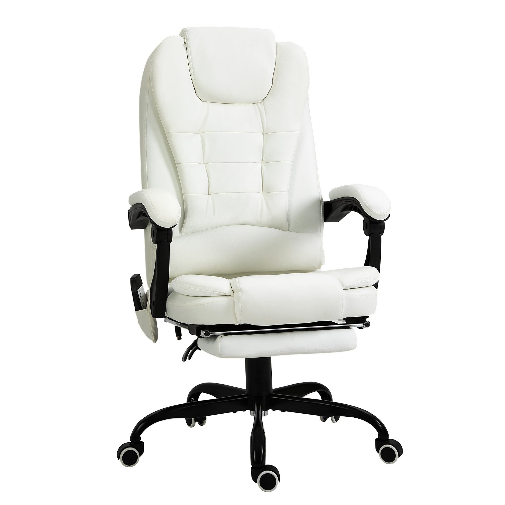 Vinsetto Ergonomic Reclining Office Chair with 7-Point Vibrating Massage, Footrest, Height Adjustable Swivel Executive Chair  White 