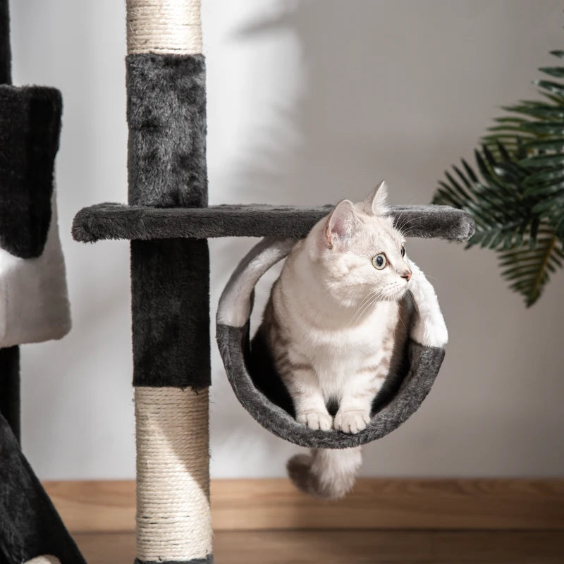 94"-102" Floor to Ceiling Cat Tree, High Cat Condo Scratching Post Activity Center, Multi-Level Play House