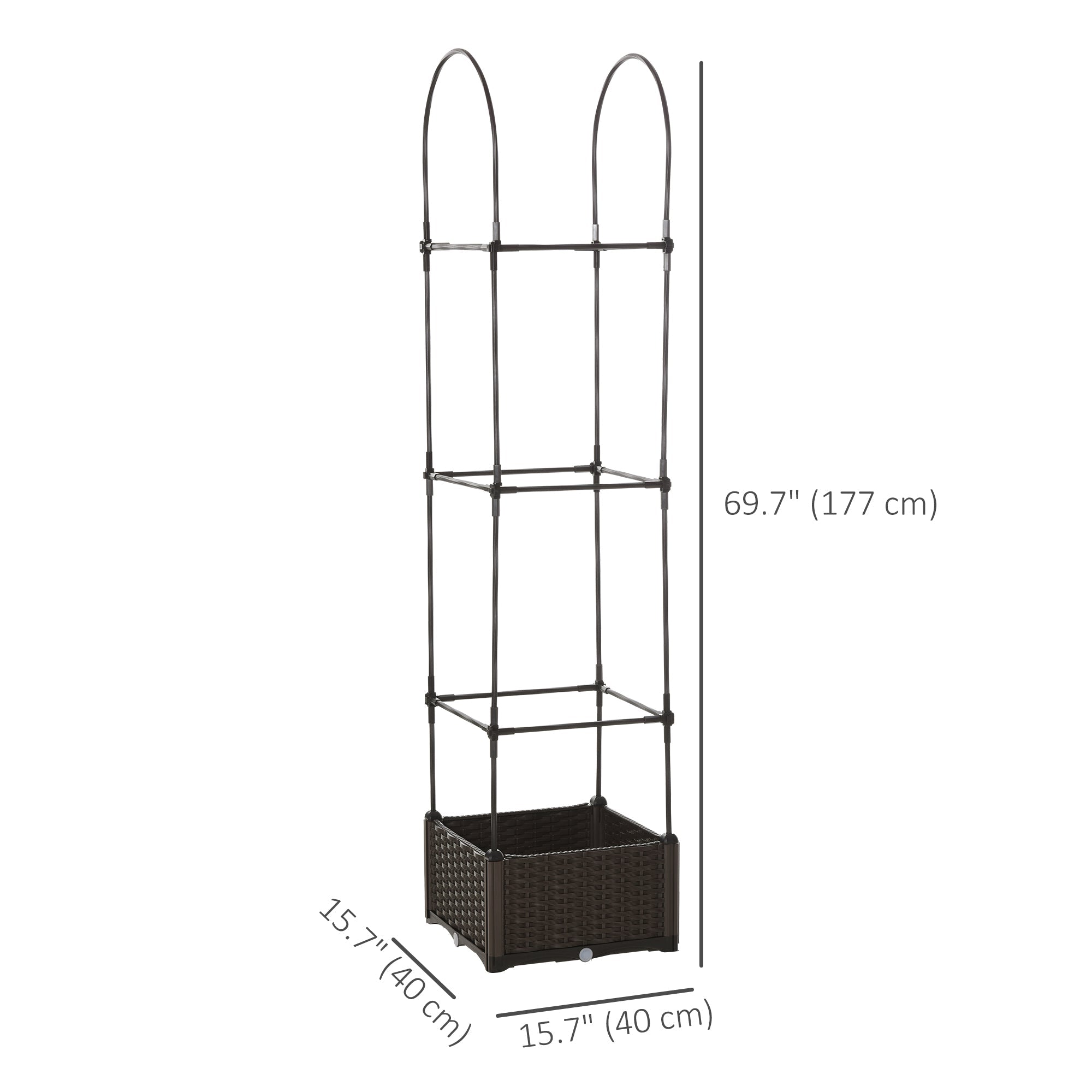 Outsunny 16"x16"x70" Garden Bed with Trellis: Planter Box, Self-Watering, Steel Frame for Veggies/Flowers 