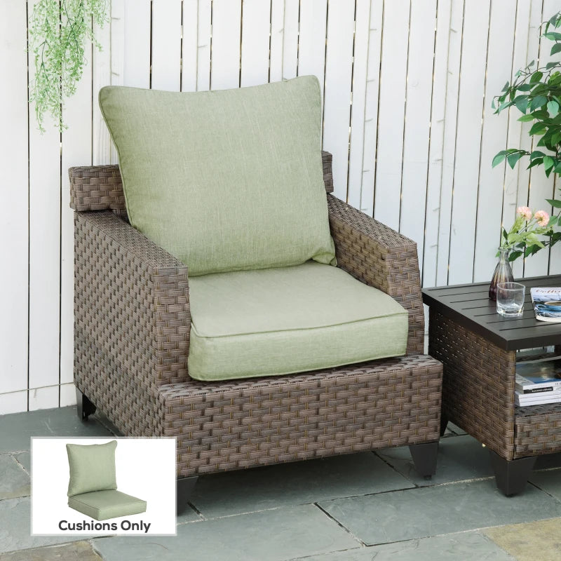Patio Chair Cushions, Thick Deep Seat Outdoor Seat Cushion with Back Cushion, Light Green