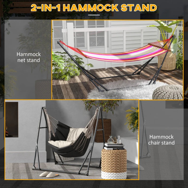 Foldable Hammock Stand, Portable 2 in 1 Hammock Chair Stand Only with Carry Bag, Load Capacity 120, for Patio, Black