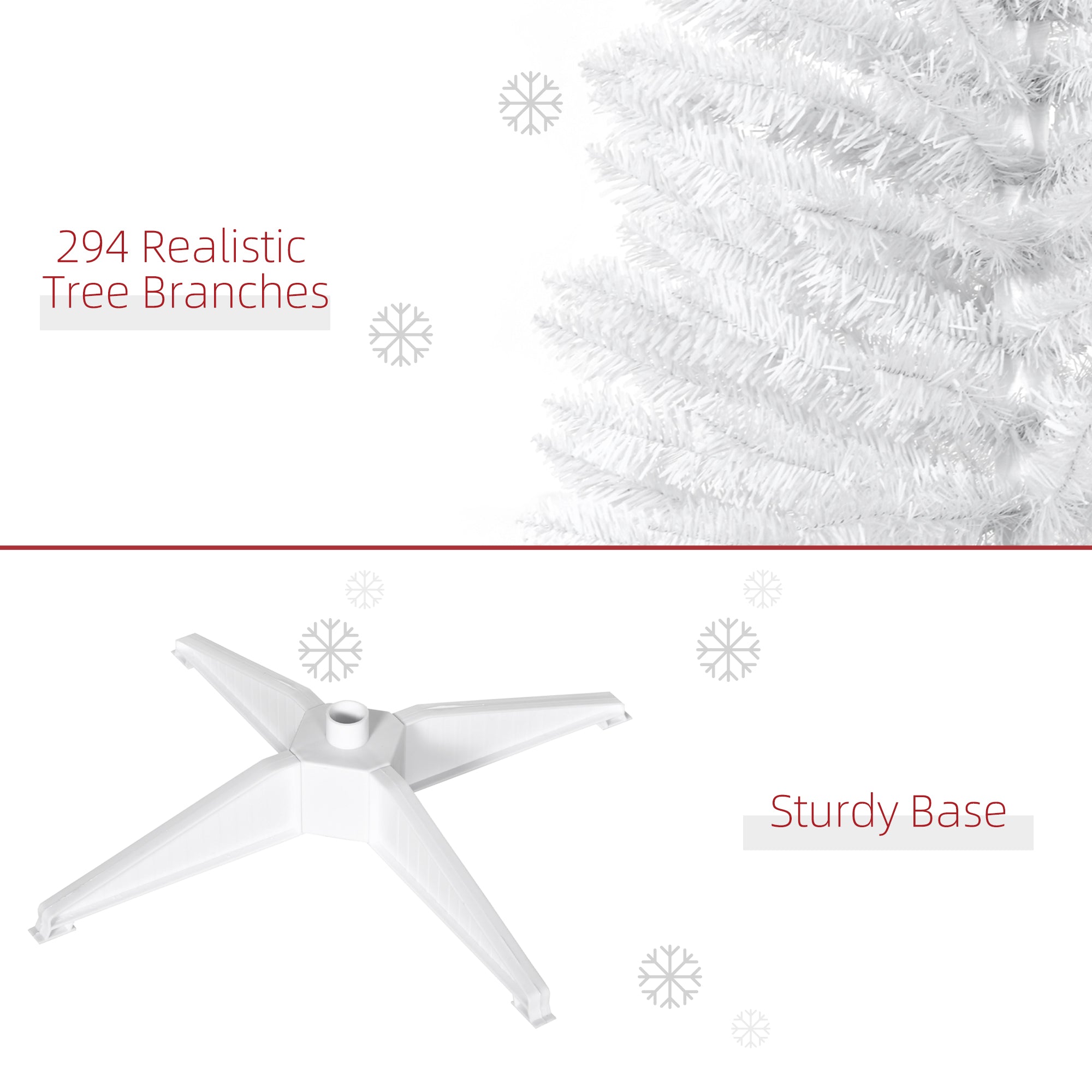 HOMCOM 5FT Artificial Christmas Tree, Pencil Christmas Tree with Realistic Branches, Stable Stand, White 