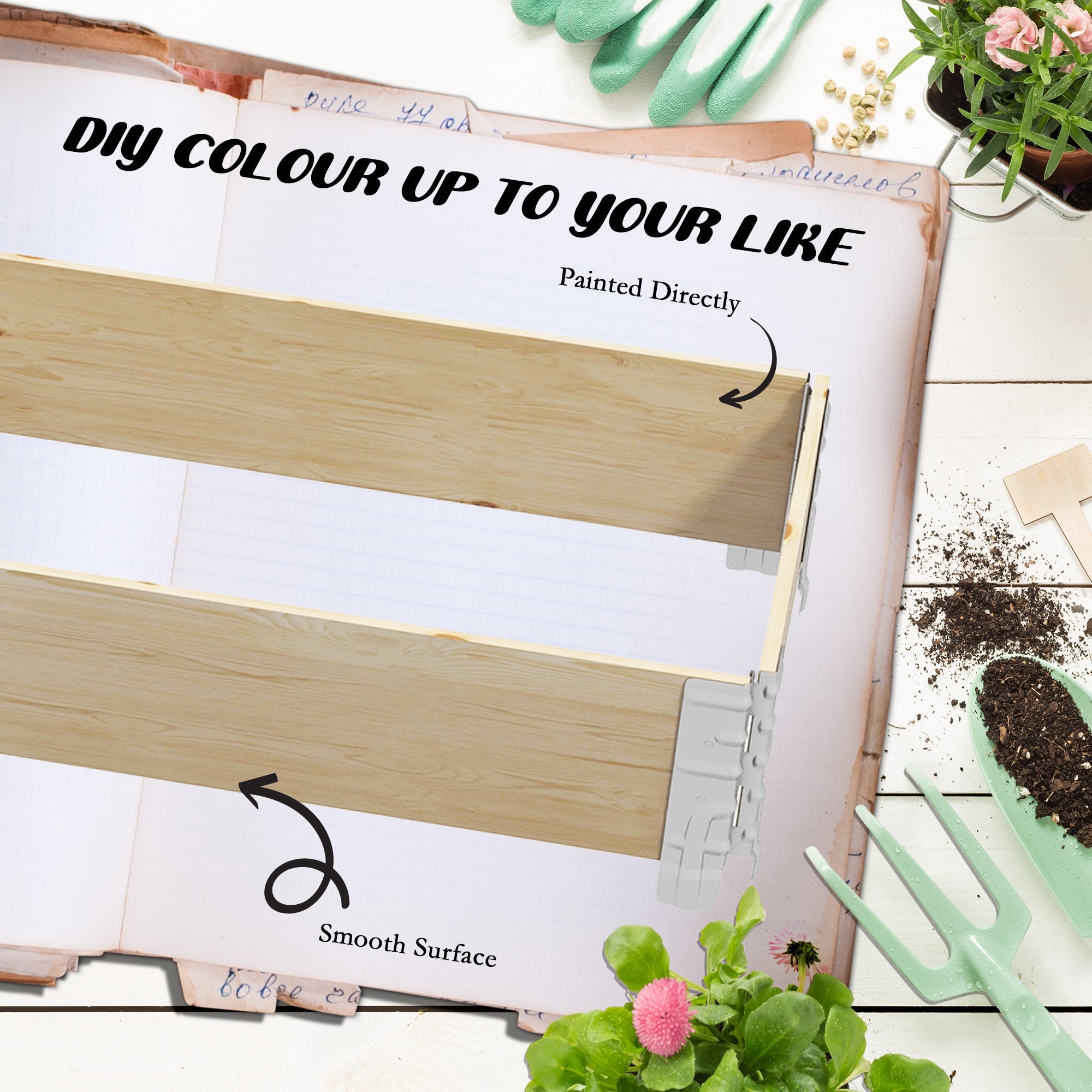 Outsunny Foldable Wooden Raised Planter: Garden Bed for Outdoor Veggies/Flowers/Herbs, Easy Assembly 