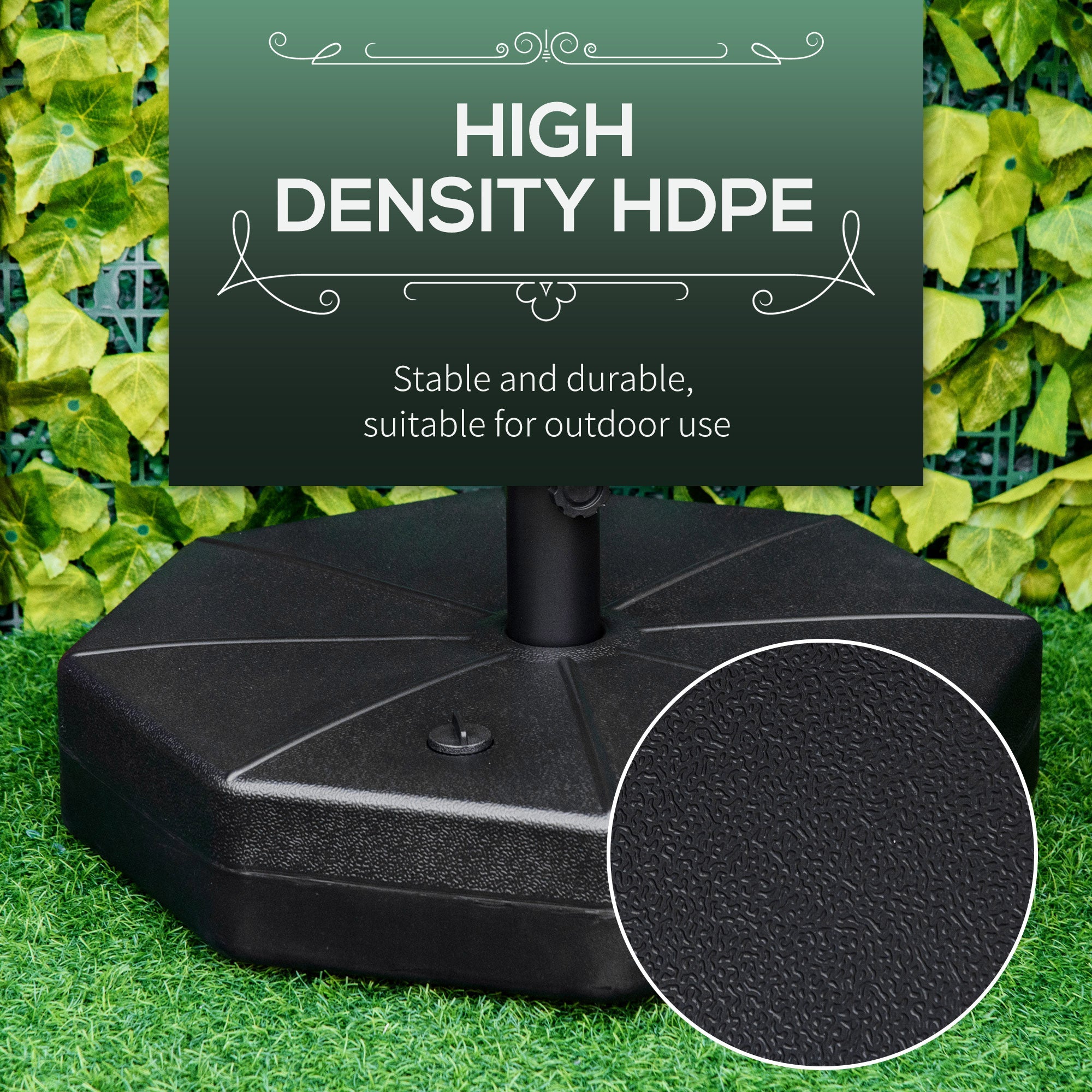 Outsunny Outdoor Patio Umbrella Base Stand Holder Market Parasol Weights Water Sand Filled Garden Poolside Black 