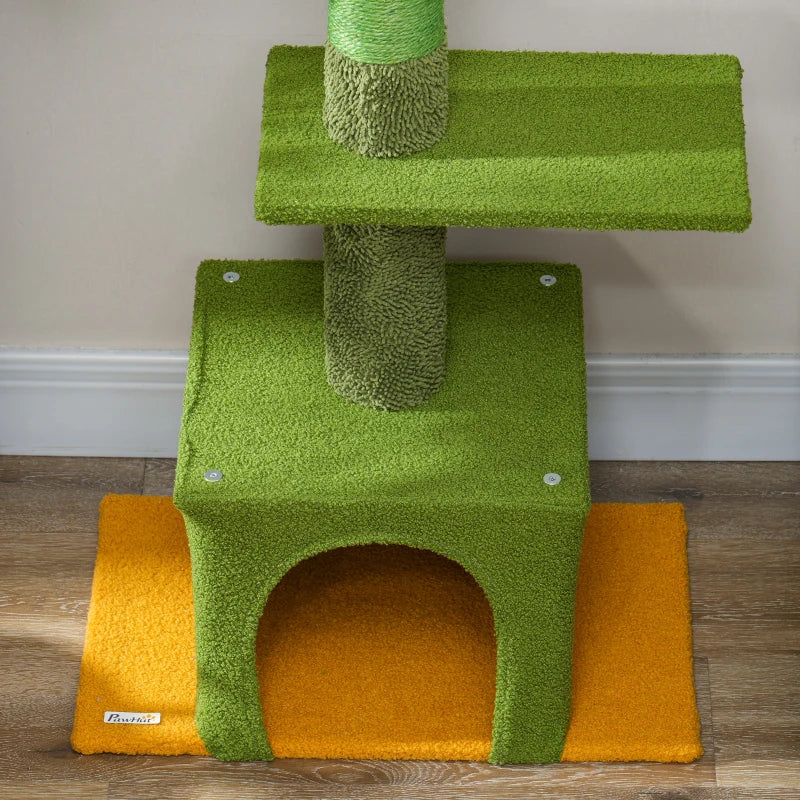 Floor to Ceiling Cat TreeTower with 90.5"-108" Adjustable Height, Scratching Posts, Hammock, Comdo, Toy Ball, Green