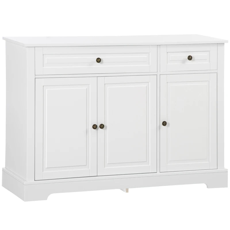 Modern Sideboard Cabinet, Buffet Cabinet with 2 Drawers and Adjustable Shelves, Buffets Tables for Dining Room, White