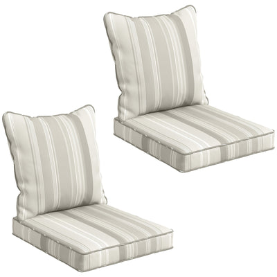 Outsunny Replacement Cushions 4-Piece Set for Patio Chairs Indoor Outdoor Seat and Back Pillows Grey 