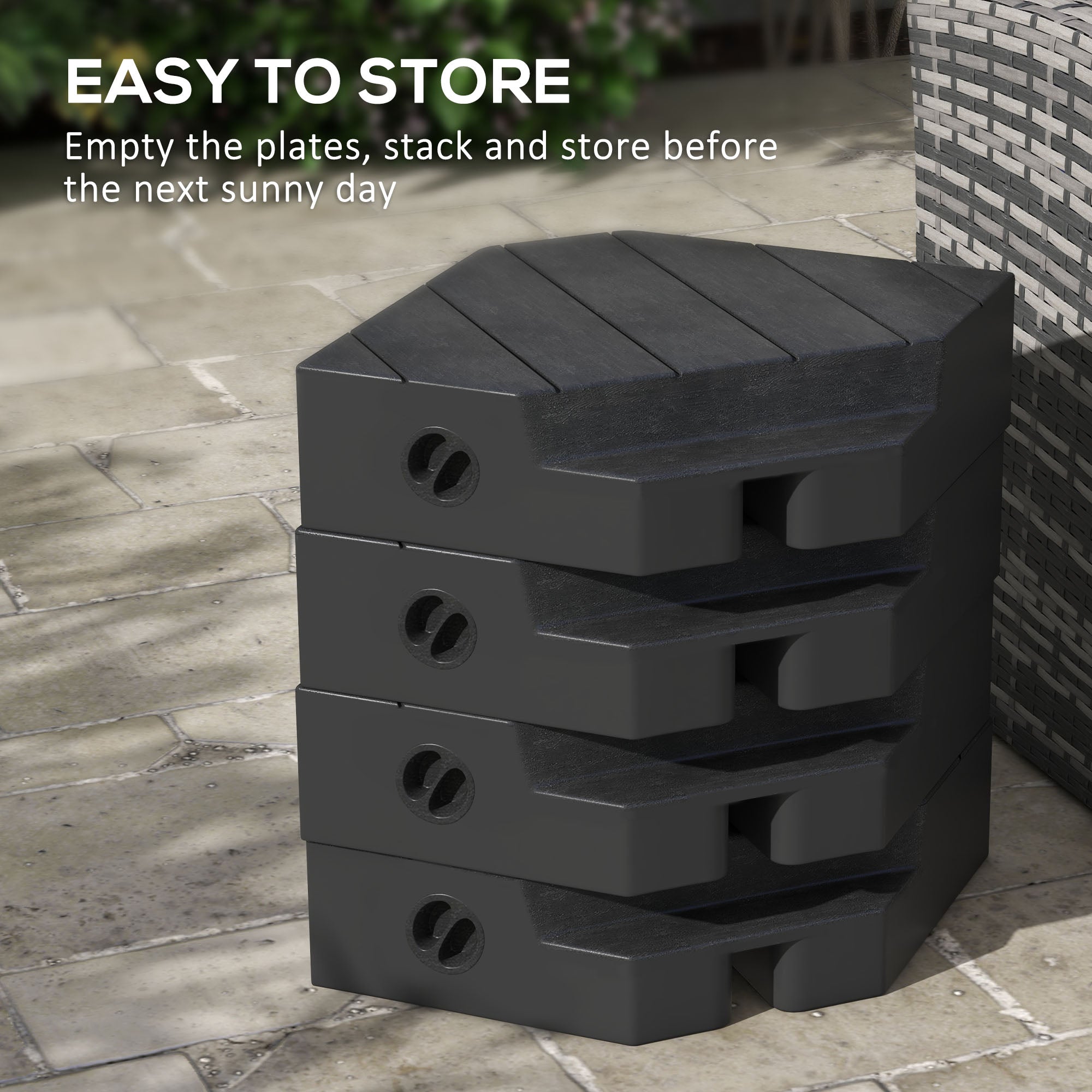 Outsunny Offset Umbrella Base Outdoor Umbrella Weights, 132 lb. Capacity Water or 176 lb. Capacity Sand, Black 